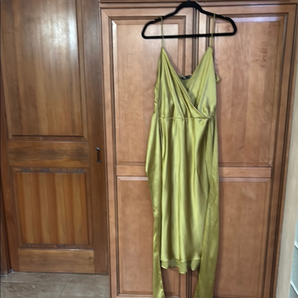 Elegant Green Satin Dress